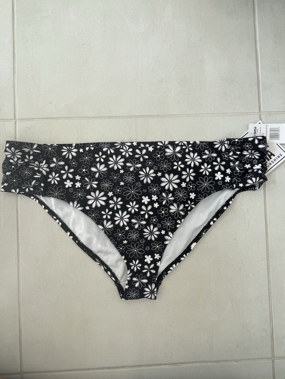 California Sunshine Swim Bikini Bottom Mid High Rise Floral